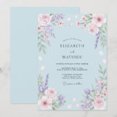 Invitation Mariage Fleur de Lilas Bleuet (Devant / Derrière)