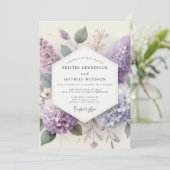 Invitation Mariage Fleur de Lilas Brumeux (Debout devant)
