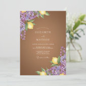 Invitation Mariage Fleur de Lilas Brun (Debout devant)