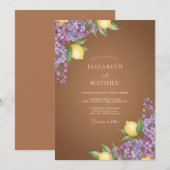 Invitation Mariage Fleur de Lilas Brun (Devant / Derrière)
