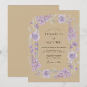 Invitation Mariage Fleur de Lilas Brun (Devant / Derrière)