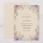 Invitation Mariage Fleur de Lilas Champagne (Devant / Derrière)