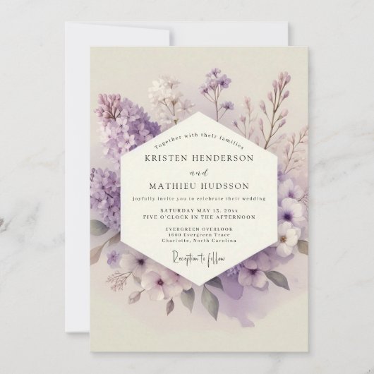 Invitation Mariage Fleur de Lilas Chuchotement (Devant)