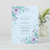 Invitation Mariage Fleur de Lilas Ciel (Debout devant)