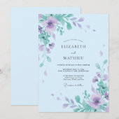 Invitation Mariage Fleur de Lilas Ciel (Devant / Derrière)
