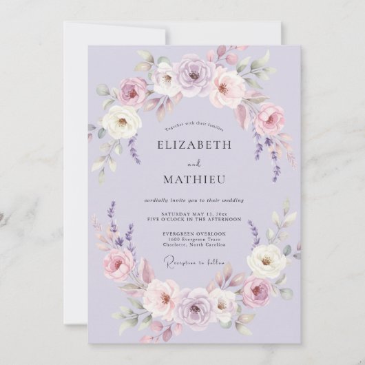 Invitation Mariage Fleur de Lilas Délicate (Devant)