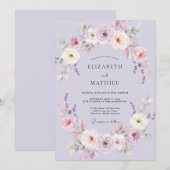 Invitation Mariage Fleur de Lilas Délicate (Devant / Derrière)