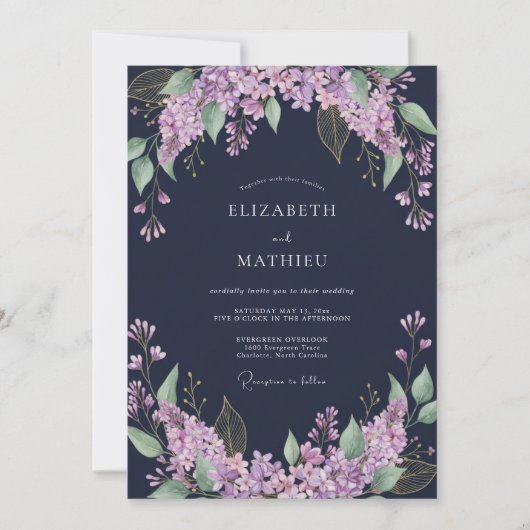 Invitation Mariage Fleur de Lilas Déllicate sous Arche (Devant)