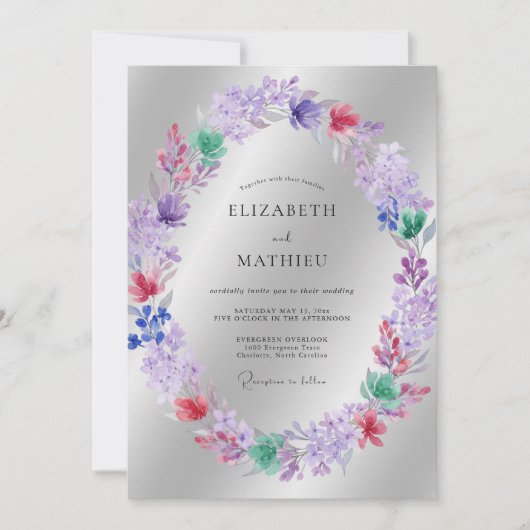 Invitation Mariage Fleur de Lilas Douce (Devant)