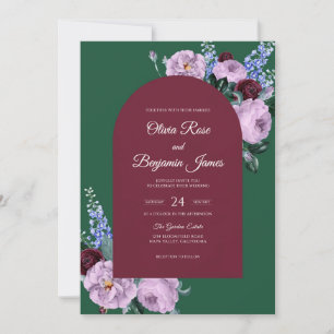 Invitation Mariage Fleur de Lilas Émeraude Eucalyptus