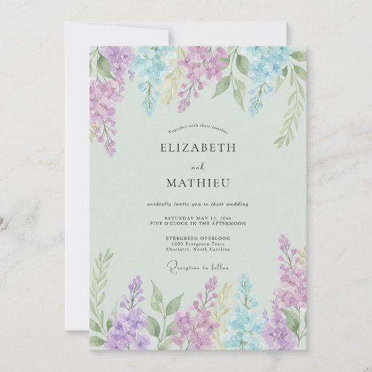 Invitation Mariage Fleur de Lilas Éthérée (Devant)