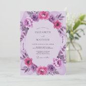 Invitation Mariage Fleur de Lilas Magenta (Debout devant)