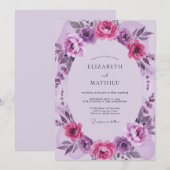 Invitation Mariage Fleur de Lilas Magenta (Devant / Derrière)