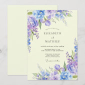 Invitation Mariage Fleur de Lilas Pervenche (Devant / Derrière)