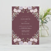 Invitation Mariage Fleur de Lilas Pétale Prune Profond (Debout devant)