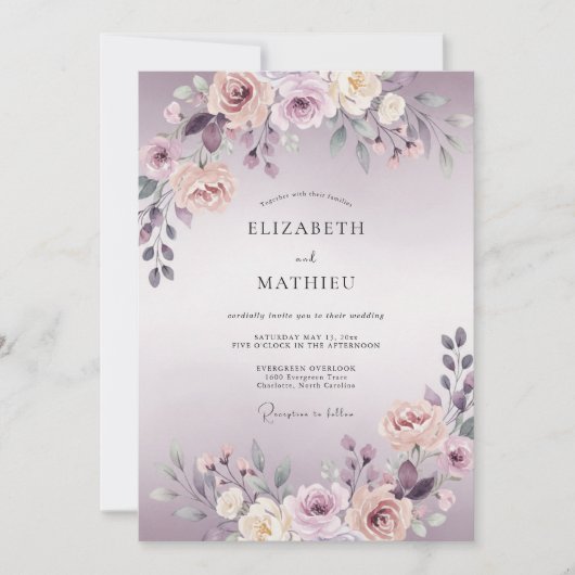 Invitation Mariage Fleur de Lilas Rêveur (Devant)