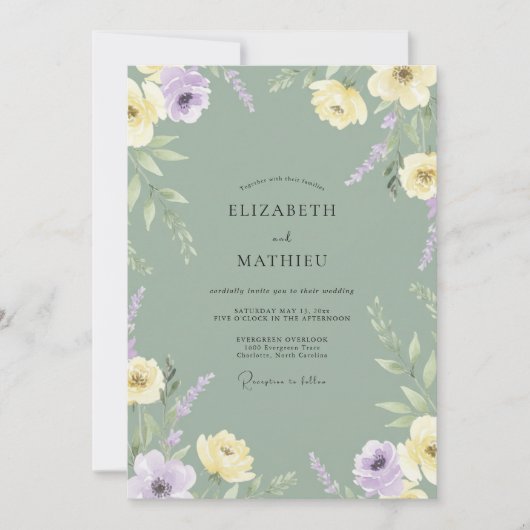 Invitation Mariage Fleur de Lilas Sages (Devant)