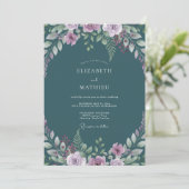 Invitation Mariage Fleur de Lilas Sarcelle (Debout devant)