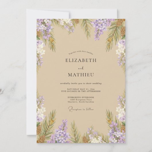 Invitation Mariage Fleur de Lilas Tanné (Devant)
