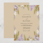 Invitation Mariage Fleur de Lilas Tanné (Devant / Derrière)