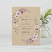 Invitation Mariage Fleur de Lilas Taupe (Debout devant)