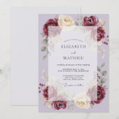 Invitation Mariage Fleur de Lilas Vin (Devant / Derrière)