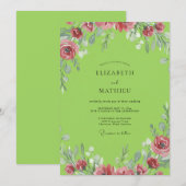 Invitation Mariage Fleur de Lime Rose (Devant / Derrière)