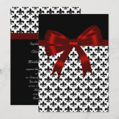 Invitation Mariage Fleur De Lis noir et rouge (Devant / Derrière)