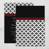 Invitation Mariage Fleur De Lis Rouge Noir (Devant / Derrière)