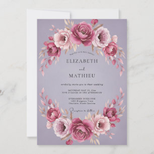 Invitation Mariage Fleur de Lys Améthyste Poussiéreuse