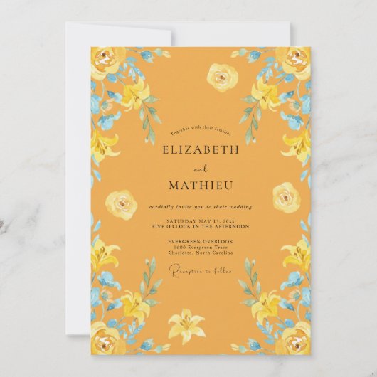 Invitation Mariage Fleur de Lys Azurée Marigold (Devant)