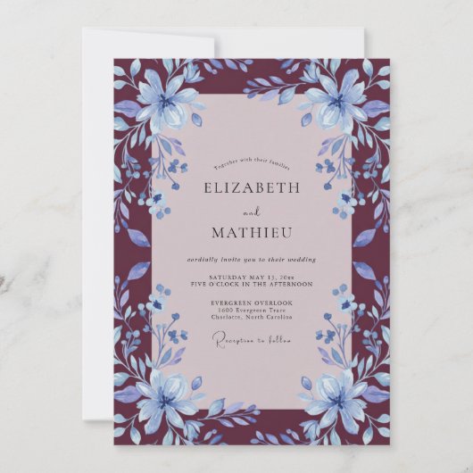 Invitation Mariage Fleur de Lys Bourguignon (Devant)