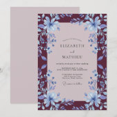 Invitation Mariage Fleur de Lys Bourguignon (Devant / Derrière)