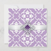 Invitation Mariage Fleur de Lys Damassé Améthyste (Devant)