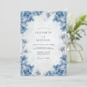 Invitation Mariage Fleur de Lys Dusty Blue (Debout devant)
