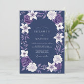 Invitation Mariage Fleur de Lys Indigo Violet (Debout devant)
