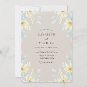 Invitation Mariage Fleur de Lys Jaune Champagne