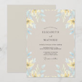Invitation Mariage Fleur de Lys Jaune Champagne (Devant / Derrière)