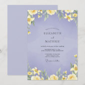 Invitation Mariage Fleur de Lys Jaune Pervenche (Devant / Derrière)