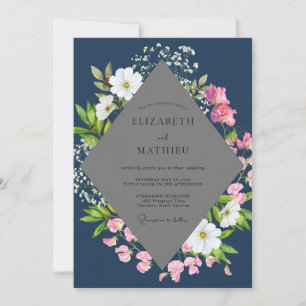 Invitation Mariage Fleur de Magenta de Minuit