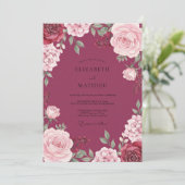 Invitation Mariage Fleur de Magenta Profond (Debout devant)