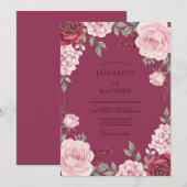 Invitation Mariage Fleur de Magenta Profond (Devant / Derrière)