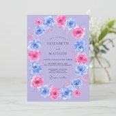 Invitation Mariage Fleur de Magnolia Pervenche Doré (Debout devant)