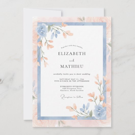 Invitation Mariage Fleur de Maïs Abricot (Devant)