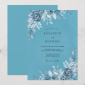 Invitation Mariage Fleur de Maïs Argent Rose (Devant / Derrière)