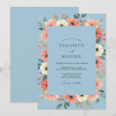 Invitation Mariage Fleur de Maïs Corail (Devant / Derrière)