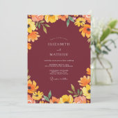 Invitation Mariage Fleur de Mariage à l'Ambre Rouge (Debout devant)