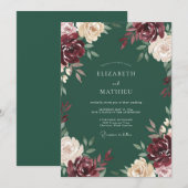 Invitation Mariage Fleur de Mariage Forestière Marron (Devant / Derrière)
