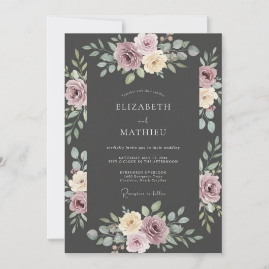 Invitation Mariage Fleur de Mauve (Devant)