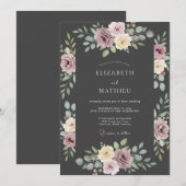 Invitation Mariage Fleur de Mauve (Devant / Derrière)